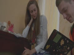 Skinny teen girl takes huge cock in her ass